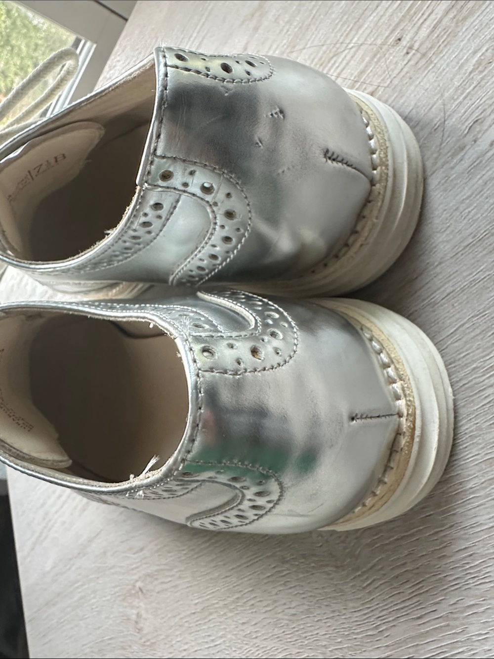 Cole Haan Silver Metallic Wingtip Oxfords - Women's - Picture 6 of 9